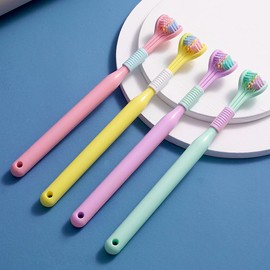 YuanHolumid 2Pcs Random Color Three-Sided Soft Hair Toothbrush, Effective Wrap-Around Design, Deeply and Thoroughly to Clean Teeth and Gums, Toothbrushes and Accessories