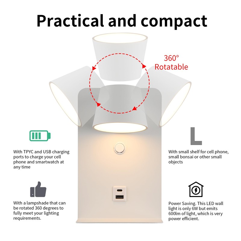 DEC LUCE DECOLUCE LIGHTING Modern LED Plug in Wall Sconce,