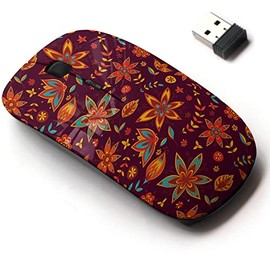 CJCBROES 2.4G Wireless Mouse with Cute Pattern Design for All Laptops and Desktops with Nano Receiver - Texture Flowers Floral