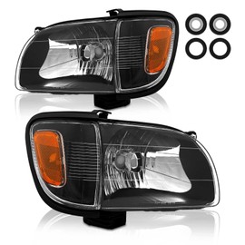AS Headlights Assembly For 2001-2004 Toyota Tacoma Headlights+Corner Signal Parking Lamps Black Housing - Driver & Passenger Side 01 02 03 04