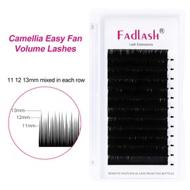 Easy Fan Lash Extensions FADLASH Volume Eyelash Extensions Self Fanning Lashes Multi Length Eyelash Volume Extensions (0.07-C, Camellia 11 12 13mm)