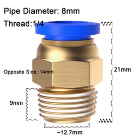 SENRISE - Raccordo a innesto, raccordi pneumatici maschio, filettatura di raccordo ad aria a sgancio rapido, 10 pezzi (8 mm 1/4")