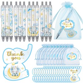Chuangdi 50 Sets Baby Shower Favors Gifts for Guests Includes 50 Pcs Ballpoint Pens, Thank You Cards and Organza Bags(Stylish Style)