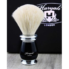 Traditional shaving set for men, 3 pieces, pure white badger hair shaving brush, safety razor, razor stand for razor and brush, perfect for wet shaving – great as a gift + free aluminium stick