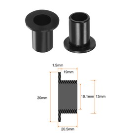 sourcing map 4pcs Flanged Sleeve Bearings 10.1mm Bore 13mm OD 20.5mm Length Nylon Bushings for Shaft, Black