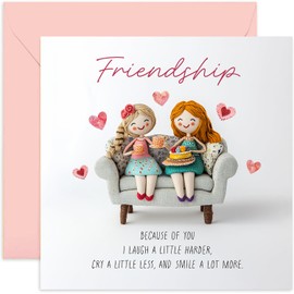 Old English Co. Friendship Card for Bestie - Best Friend Birthday Card - Thank You Card for Best Friend - BFF - Heartfelt Friendship Quote - Cute Doll Design | Blank Inside