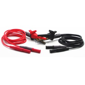 TestHelper TL200 LCR Meter Tester 4 Four Wire Silicone Test Leads Lead Terminal Kelvin Clip Alligator with 4mm Banana Plug