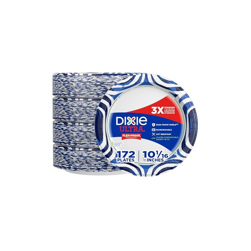 Dixie Ultra Platos de papel grandes, 10 pulgadas, platos desechables
