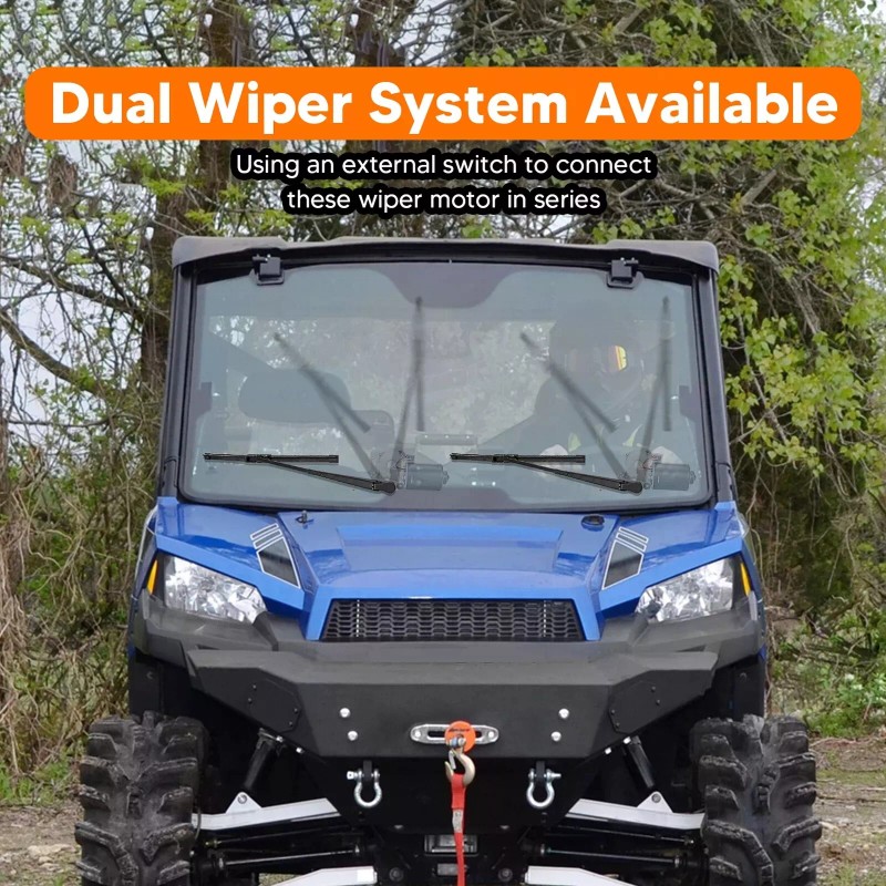 LIANGREN 12V Electric Windshield Wiper Motor Kit+Wiring For Polaris Ranger