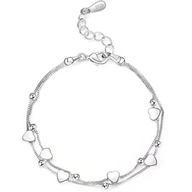 AdrEta Heart Friendship Bracelets for Women Best Friend Adjustable Close Relationship Sterling Silver Bracelet S925 Women Bracelet