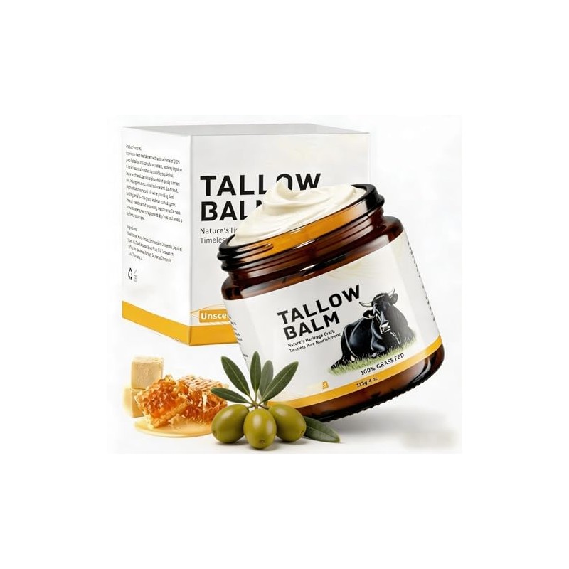 Whipped Grass-Fed Beef Tallow & Raw Honey Moisturizer, Unscented, 4
