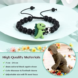 VU100 Soccer Bracelet for Boy Back to School Bracelet Gifts To My Boy Bracelet Matching Dinosaur Bracelets First Day of School Gift Separation Anxiety Gift for Boy Son Grandson