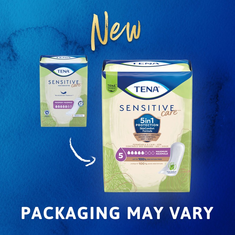 TENA Sensitive Care Maximum Absorbency Incontinence Pads for Women, Bladder