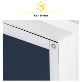 Eurohome 100% Blackout Skylight Roller Blind, No Drilling, Sun Protection, Blackout Roller Blind with Suction Cups for Velux Windows, Dark Blue, 48 x 98 cm, for FK06