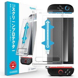 Nysera Switch 2 Protective Film | Tempered Glass Type | [1 Piece] | Switch 2 Compatible | Integrated Automatic Adhesion | Easy to Apply and Stick | Anti-Shift | 10H Glass | AR Glass Film with Low