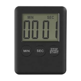 2 UR DOOR Mini Digital Kitchen Timer – Multi Function Magnetic Countdown Stopwatch with Back Stand & Hanging Hole, Portable & Eco-Friendly for Cooking, Study & Sleep – Black