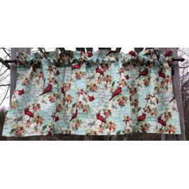 "Handmade" Cardinal Bird Valance Christmas Religious Bible Verse Faith Window Curtain