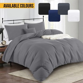 BedLooms Single Duvet Cover Set Plain Brushed Microfiber Duvet Covers with 1 Pillow Case Soft Breathable Bedding Set (Dyed Grey 135x200 cm)