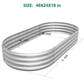 Raised Garden Bed Kit Galvanized Raised Planter Box Outdoor for Vegetables Large Bottomless Metal Raised Bed for Herb, Growing Fruits, Flower (4x2x1ft)