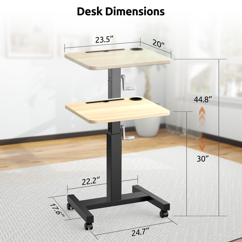WNJQBY Mobile Computer Desk,Mobile Standing Desk with Wheels, Elevating Table,Lift