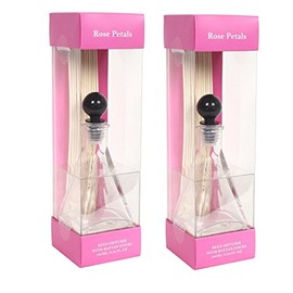 Aromatherapy Set of 2 Rose Floral Petals Scented Reed Diffuser 100 Milliliter. Each Refill and Reed Stick. Ideal Gift for Wedding Day Reiki Meditation Bathroom Settings O9