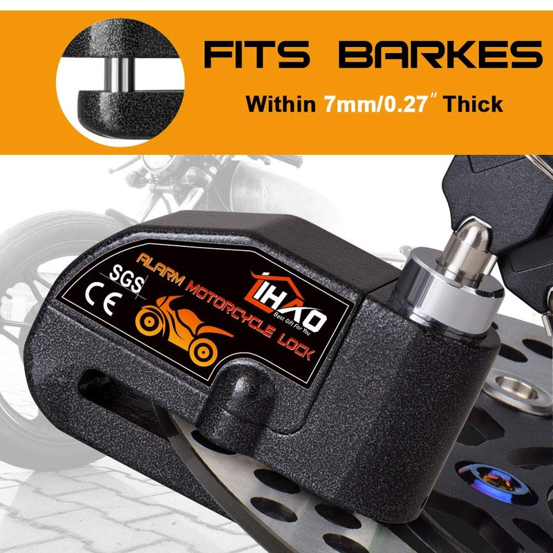 LIHAO Motorcycle Disc Lock, Anti-Theft Waterproof Disc Brake Alarm Lock