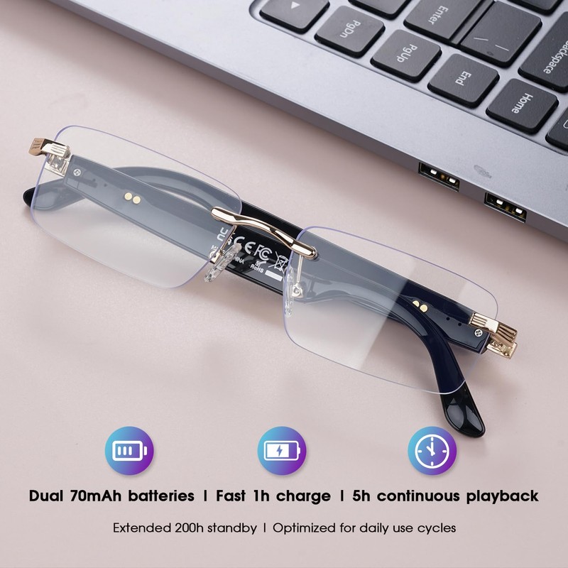 GenXenon AI Smart Glasses, Photochromic Smart Glasses with Open Audio