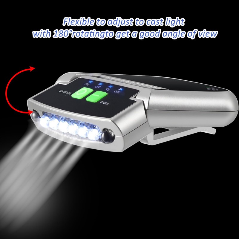 Mudder 2 Pieces LED Clip on Cap Lights USB Rechargeable