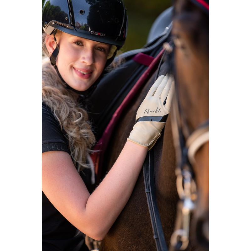 Roeckl Sports equestrian gloves LORRAINE, ladies summer riding glove, desert