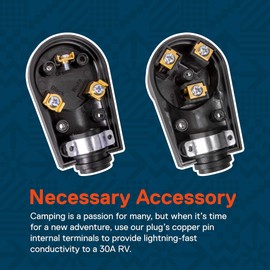 True Mods NEMA TT-30P/30R 125V 30A RV Power Cord Male/Female Replacement Socket Plug Combo Kit for 10/3AWG Cord [EZ Grip Handle] [ETL Listed]