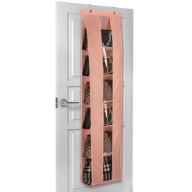 Lirex Over the Door Purse Organizer, Space-Saving Handbag Storage Purse Organizer Clothing Closet Purse Hanger for Scarves, Hats, Legging Organizer, Light Pink