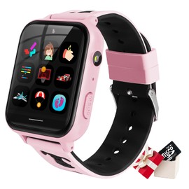 Kinder Smartwatch Spieluhr für Kinder mit 24 Spielen, HD-Touchscreen, Videokamera, Musik-Player, Schrittzähler, Taschenlampe, Wecker 12/24 Stunden, Geschenke für Jungen im Alter von 5–12 Jahren (Pink)