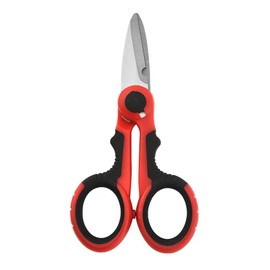 1Pcs Red Electrician Scissors, Non Slip Serrated Edge Scissors with Heavy Duty Stainless Steel Sharp Blades, Fishing Line Scissors for Fishing Trimming