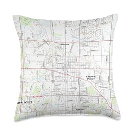 Lake County Indiana City Atlas Crown Point in Map (2019) Throw Pillow, 18x18, Multicolor