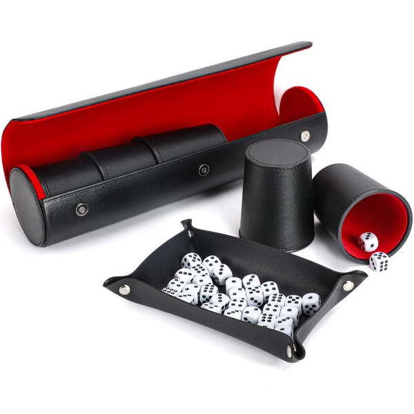 Party Games Leather Dice Cup Set, 5 Leather Dice Cups+25