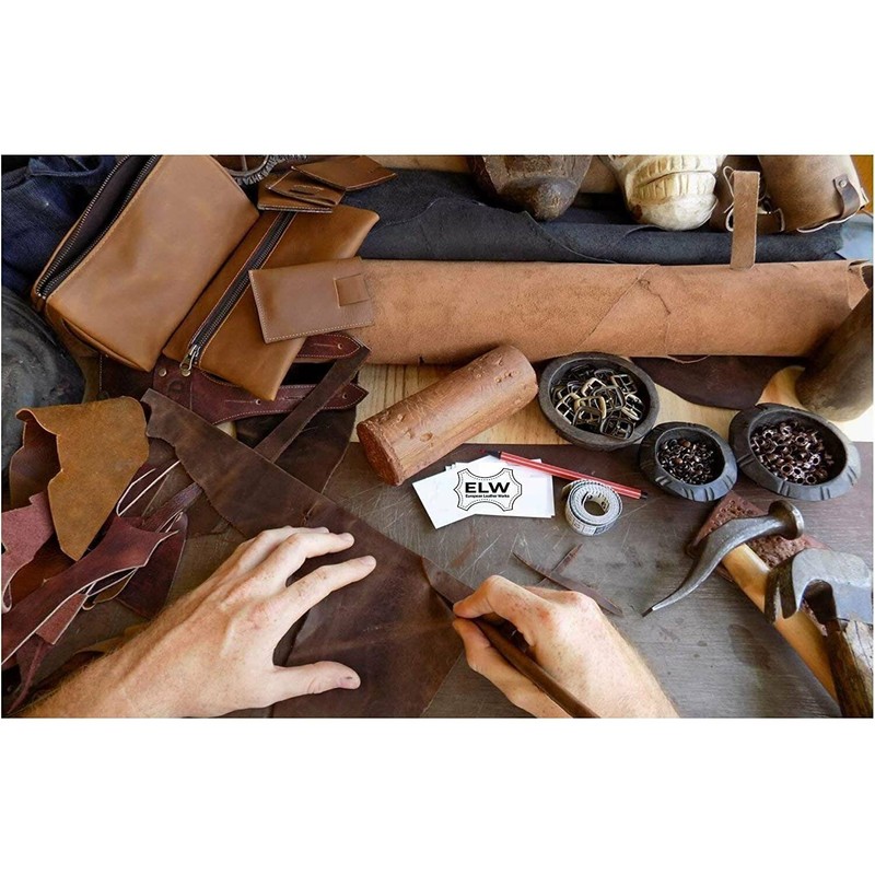 ELW Import Tooling Leather - Cinturón natural de cuero curtido