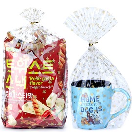 Voikinfo Bottom Gusset Bags 50Pcs 8X12 Gold Star Clear Cellophane Bags Plastic Gift Bags Cello Bags Treat Bags Bulk Party Favor Goodie Cookie with Gold Twist Tie