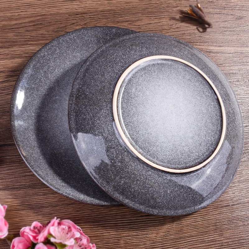 4-Piece Ceramic Dinner Plate Set, 7.5" Minimalist Porcelain Salad Plates