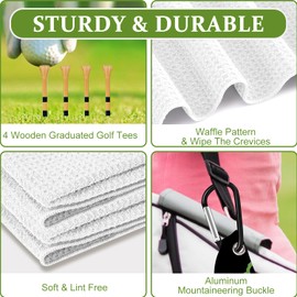 OffiEase Golf Towel With Clip For Golf Club Bags For Men Women Golfers Accessories, Funny Find Ball Repeat Microfiber Large Golfing Rag With 4 PCS Golf Tees