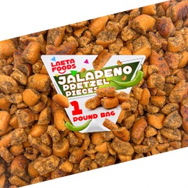 Jalapeño Pretzel Pieces | 1 Pound Bag | Bold Flavored, Dye Free, Spicy Jalapeño Snacks | No Artificial Flavors | Hearty, Savory Seasoned Pretzel Bites