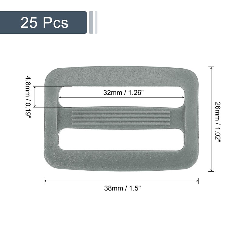 sourcing map 25Pcs Plastic Slide Buckle, 1" Tri-Glides Slides, Adjustable