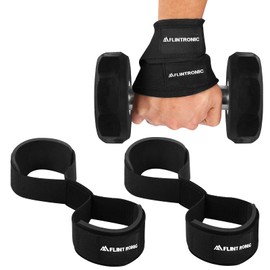 Flintronic Weight Lifting Straps Figure 8, Training Gym Strap with Padded Cuff Wrist Support, Anti Slip Fitness Bodybuilding Double Loop Strap for Workout Weightlift Strength Training(Black L)