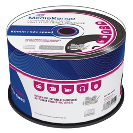 MEDIARANGE MR226 Vinyl CD-R Blank Discs (Printable, 52x Speed, 700MB/80 Min. Spindle of 50)