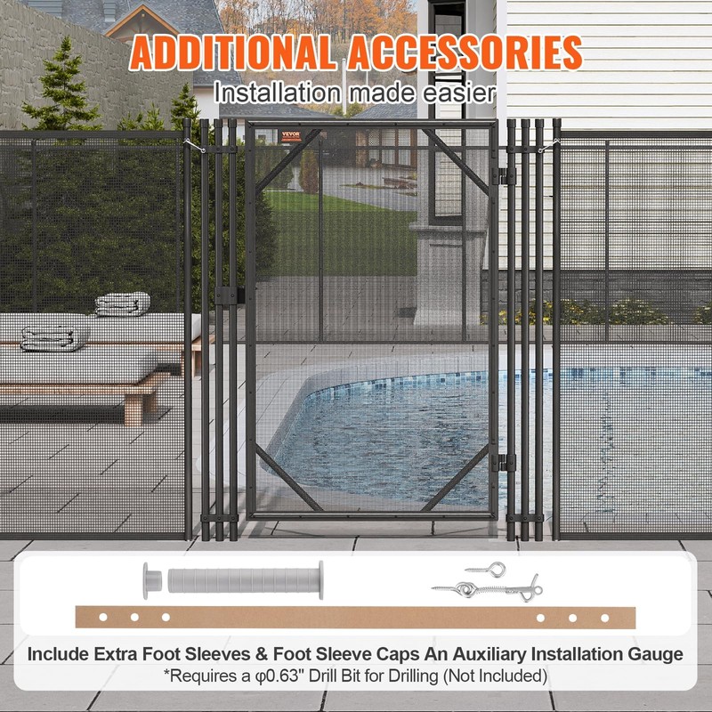 VEVOR Pool Fence, 4 x 2.5 FT Pool Gate for