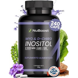 Nuboost Inositol de 240 Cpsulas De 2g - Myo Inositol - Myo Inositol y D-chiro-inositol Mezcla 40 1 - HECHO EN USA                                     