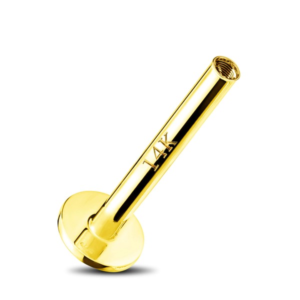 Jewseen 14K Gold Internally Threaded Bar,Flat Back Earrings,Nose Ring,Cartilage Stud,Lip