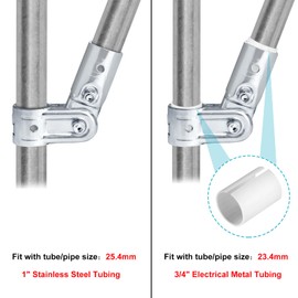 eoere 10 Sets Pivot Tee Pipe Fittings Connector T Adjustable Clamp, Fit OD 25.4 mm Stainless Steel Pipe and 3/4" EMT