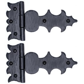 2 Pack 7.5" Black Wrought Iron Hinges - Hand Forged Wrought Iron Door Hinges – Handmade Rustic Iron Hinges for Farmhouse Shutters, Chests, Barn Doors, Shutter and Gates – The Castile Series