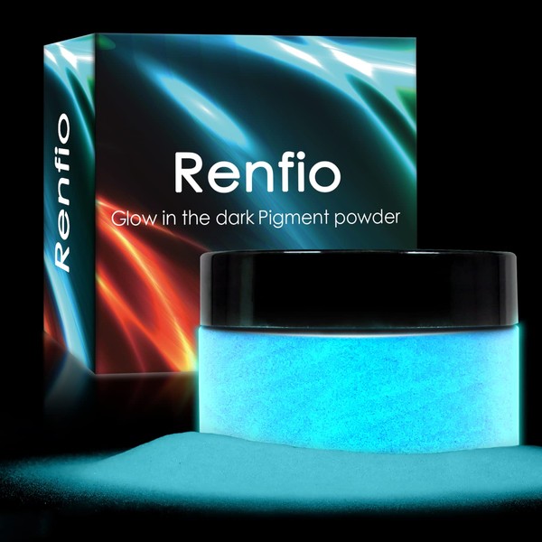 Renfio 100g Luminous Pigment Powder, Luminous Powder Resin Color Pigment, Fluorescent Pigment Paint for Epoxy Resin, Slime, Acrylic Paint, Nail, Fine Art - Fluorescent Orange