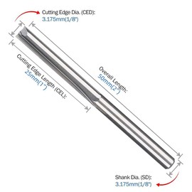 Bestgle 10pcs 1/8" Shank Long Straight Bit Flush Trim Slot Cutting Bit CNC End Mill Router Bits Set for Woodworking Milling Tool, 2 Flutes, 25mm Cutting Length (3.175 x 25mm)